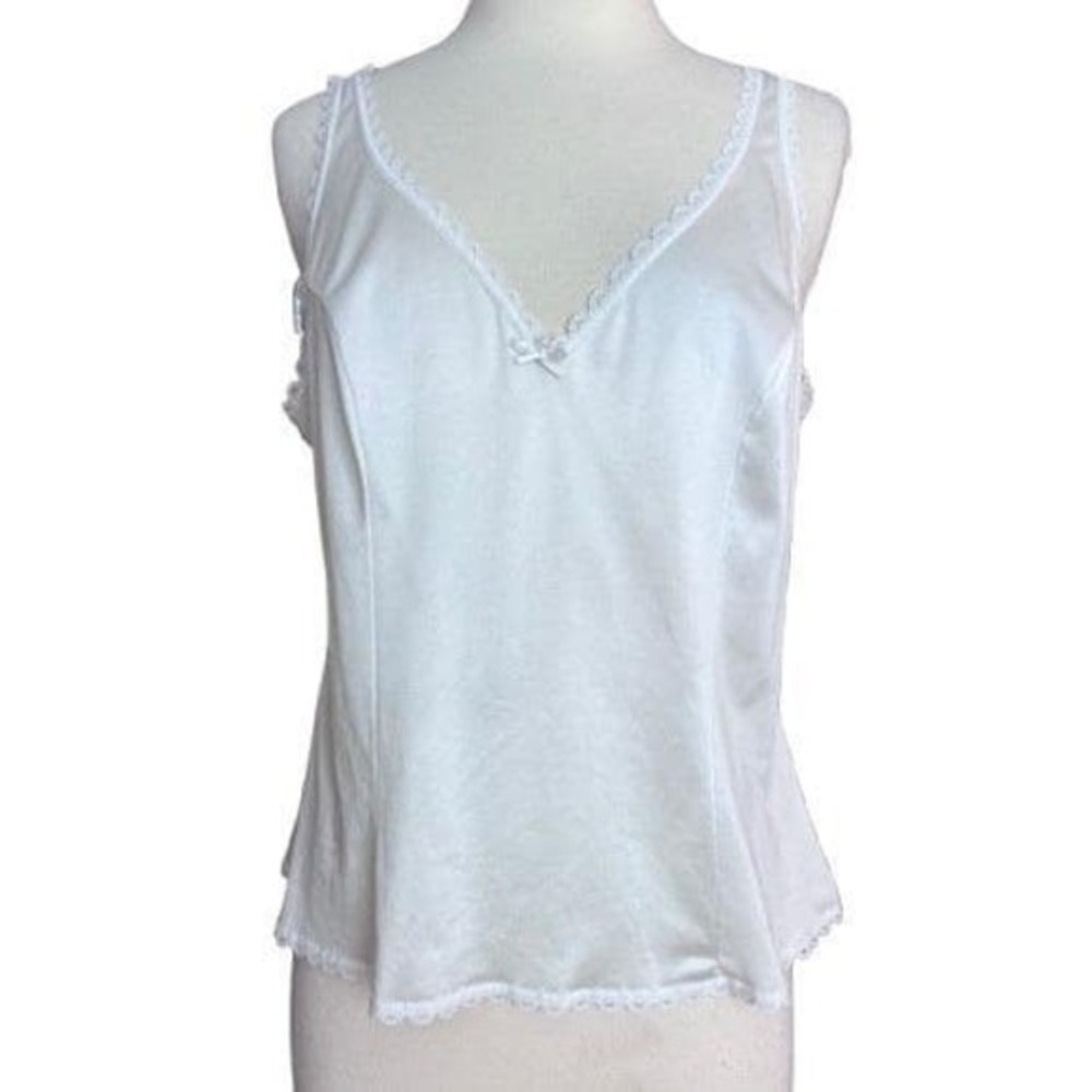 Vintage 90's baby‎ doll grunge Large White Satin Lace Trim Cami Courtney Love